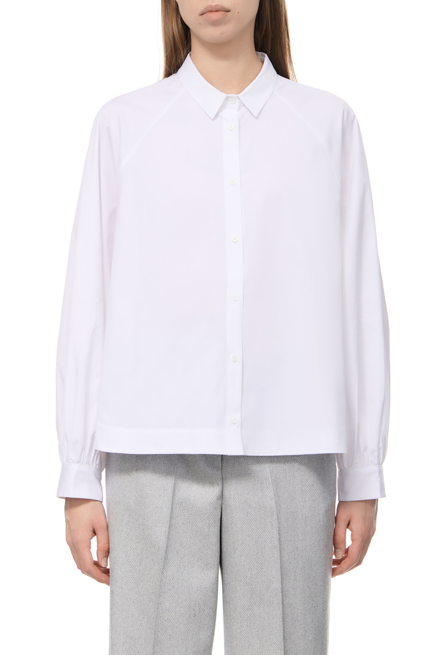 Рубашка из эластичного хлопка|Основной цвет:Белый|Артикул:S06733-08932 | Фото 1