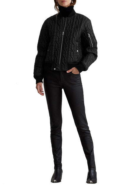 Стеганая куртка-бомбер|Основной цвет:Черный|Артикул:211844650004 | Фото 2