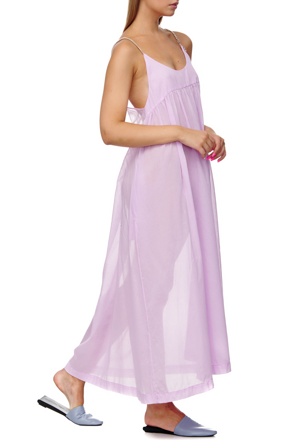 Stella McСartney Платье из натурального хлопка с бретелями-цепочками (цвет ), артикул S7AG01550 | Фото 4
