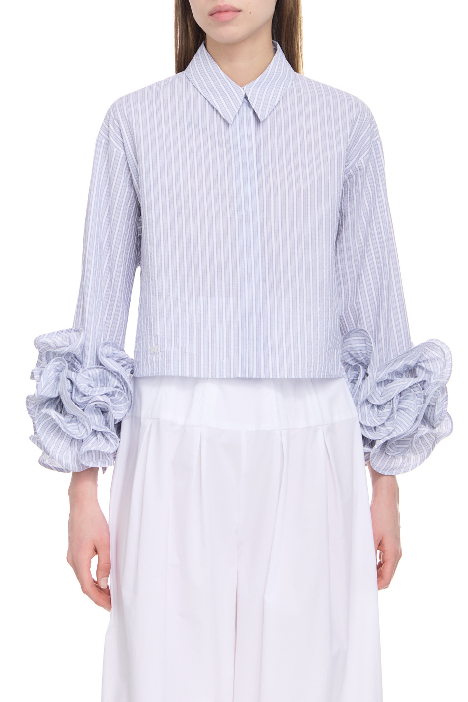 Женский Rochas Рубашка из натурального хлопка с воланами (цвет ), артикул ROWW60075ARW166 | Фото 1