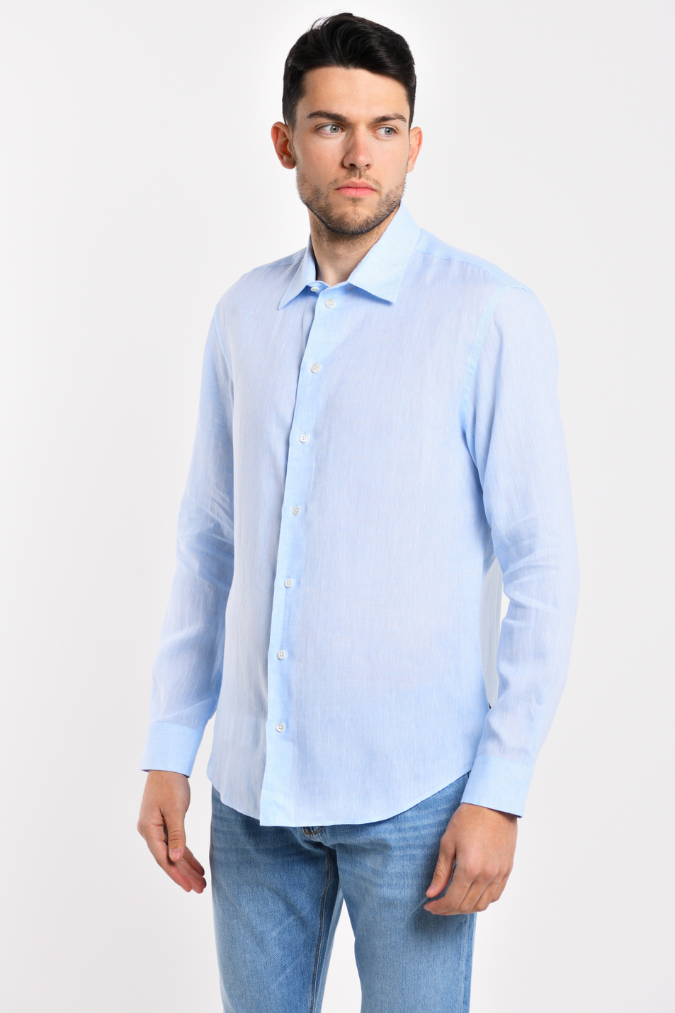 Мужской Emporio Armani Рубашка из натурального льна (цвет ), артикул 51SM0L-510F9 | Фото 1