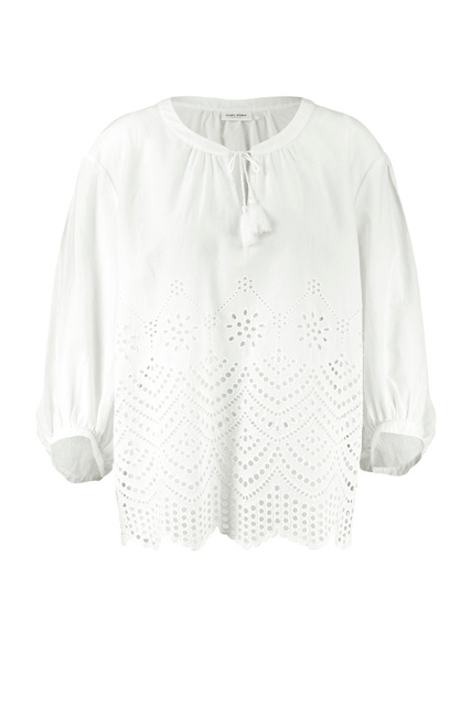 Рубашка из натурального хлопка с ажурной вышивкой|Основной цвет:Белый|Артикул:760028-31432 | Фото 1