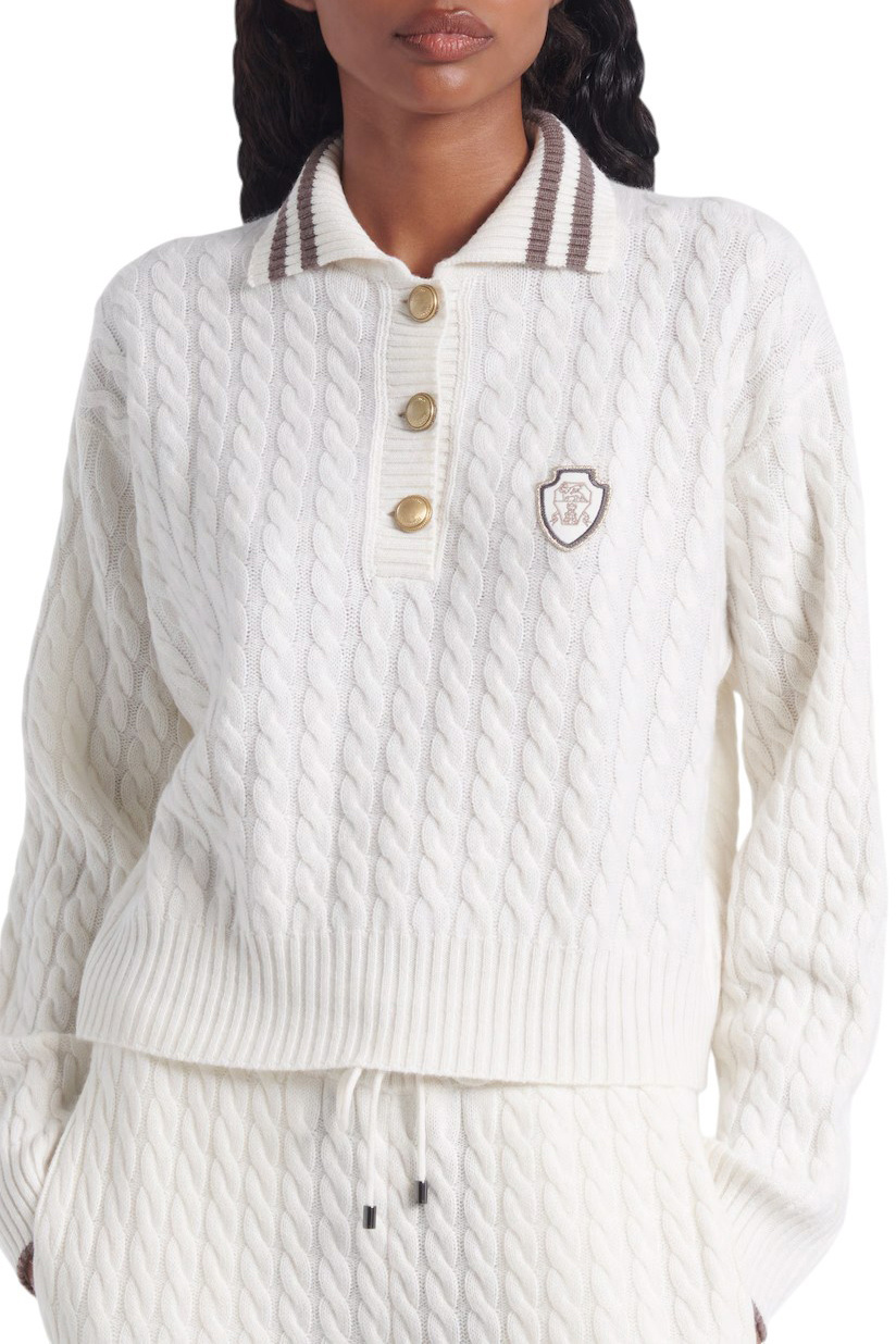 Джемпер поло из кашемира|Основной цвет:Белый Женский Brunello Cucinelli Джемпер поло из кашемира (цвет ), артикул M12731505 | Фото 4