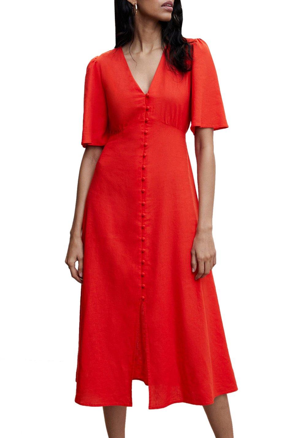 Женский Mango Платье RED2 из смесового льна (цвет ), артикул 47007110 | Фото 3