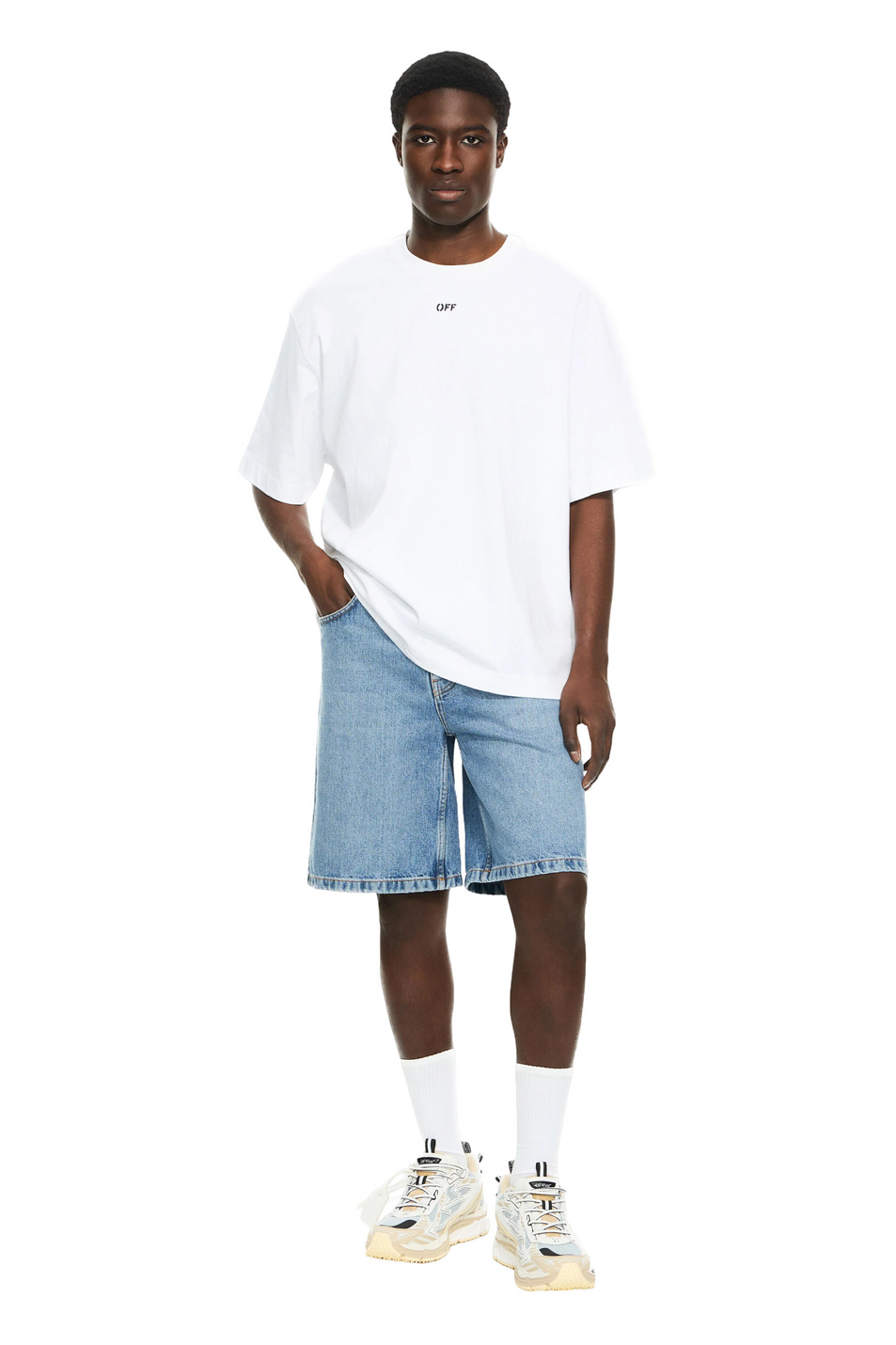 Мужской Off-White Шорты Half Arrow из хлопка (цвет ), артикул OMYC028S26DEN0014000 | Фото 2