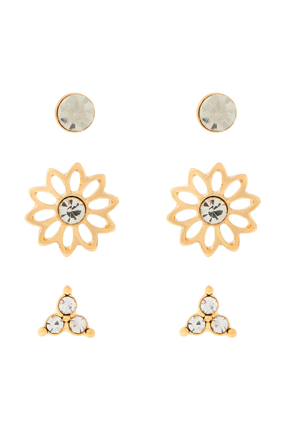 Женский Accessorize Набор серег-гвоздиков Flower and Sparkle (цвет ), артикул 981077 | Фото 1