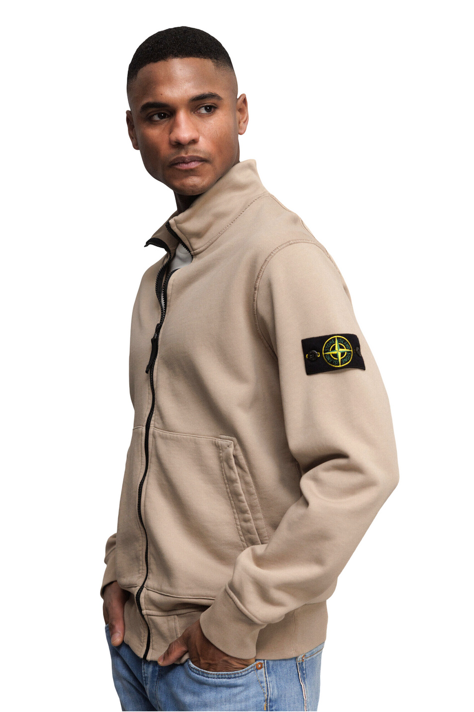 Толстовка из хлопкового флиса|Основной цвет:Бежевый Мужской Stone Island Толстовка из хлопкового флиса (цвет ), артикул L1S156100063-S0051 | Фото 4