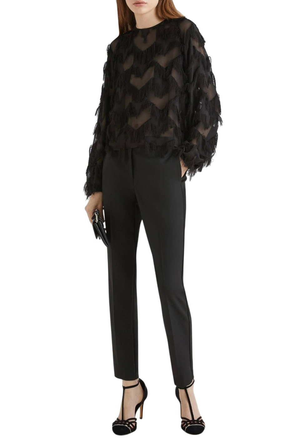 Блузка NOMME с бахромой|Основной цвет:Черный Женский MARELLA Блузка NOMME с бахромой (цвет ), артикул 2523116112 | Фото 2