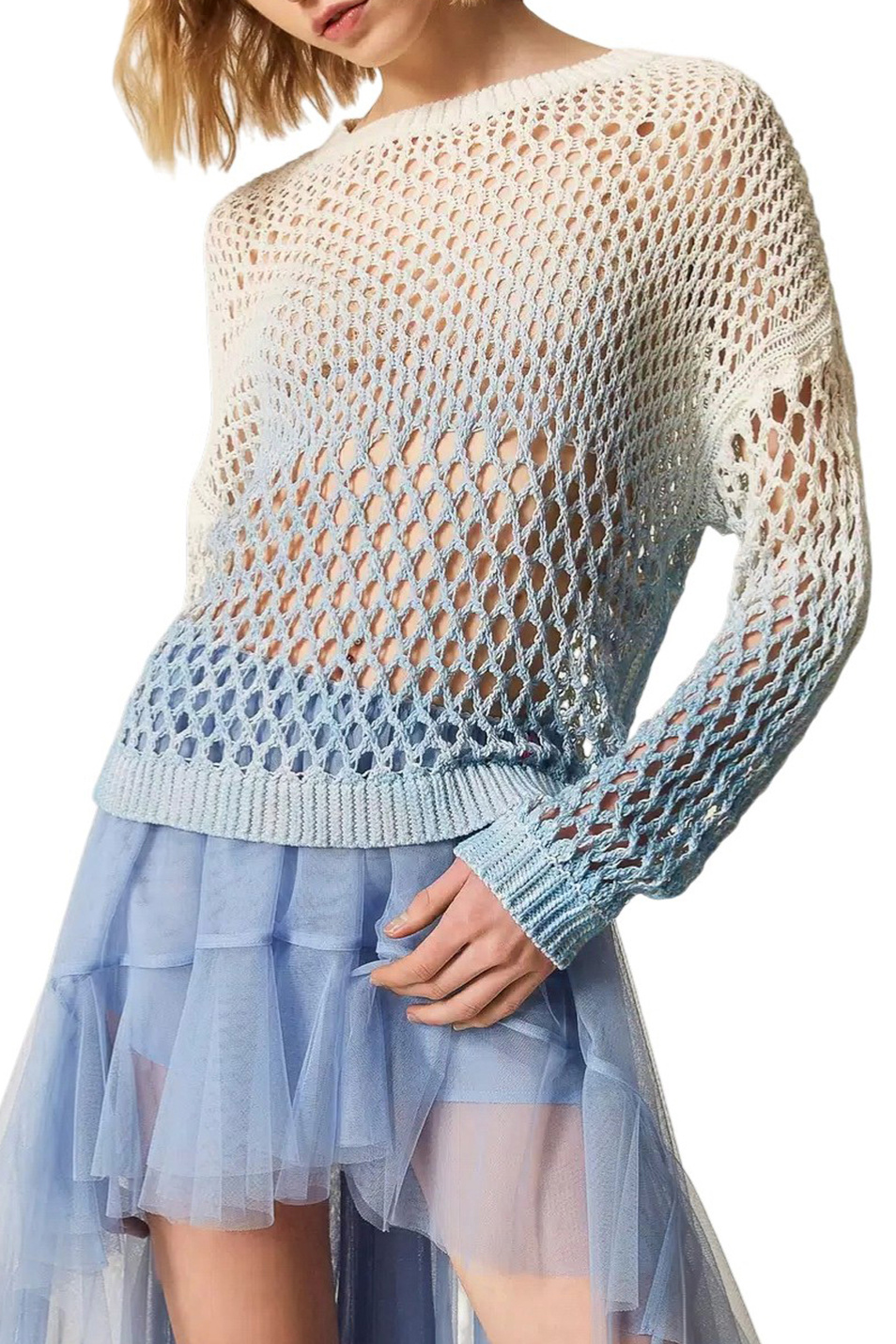 Женский TWINSET Milano Джемпер MYFO фактурной вязки (цвет ), артикул 261AQ3030 | Фото 3