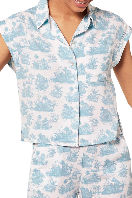 Пижамная рубашка GLAD с принтом|Основной цвет:Голубой|Артикул:6534162 | Фото 1