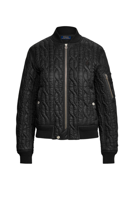 Стеганая куртка-бомбер|Основной цвет:Черный|Артикул:211844650004 | Фото 1