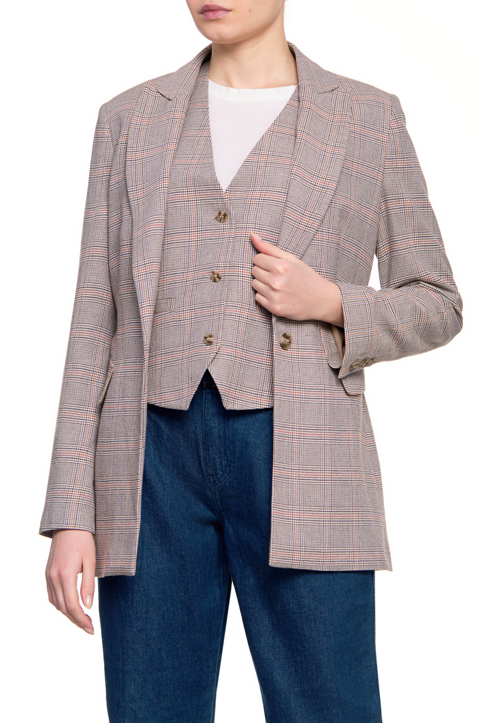 Женский Gerry Weber Пиджак в клетку с поясом (цвет ), артикул 730009-31387 | Фото 4