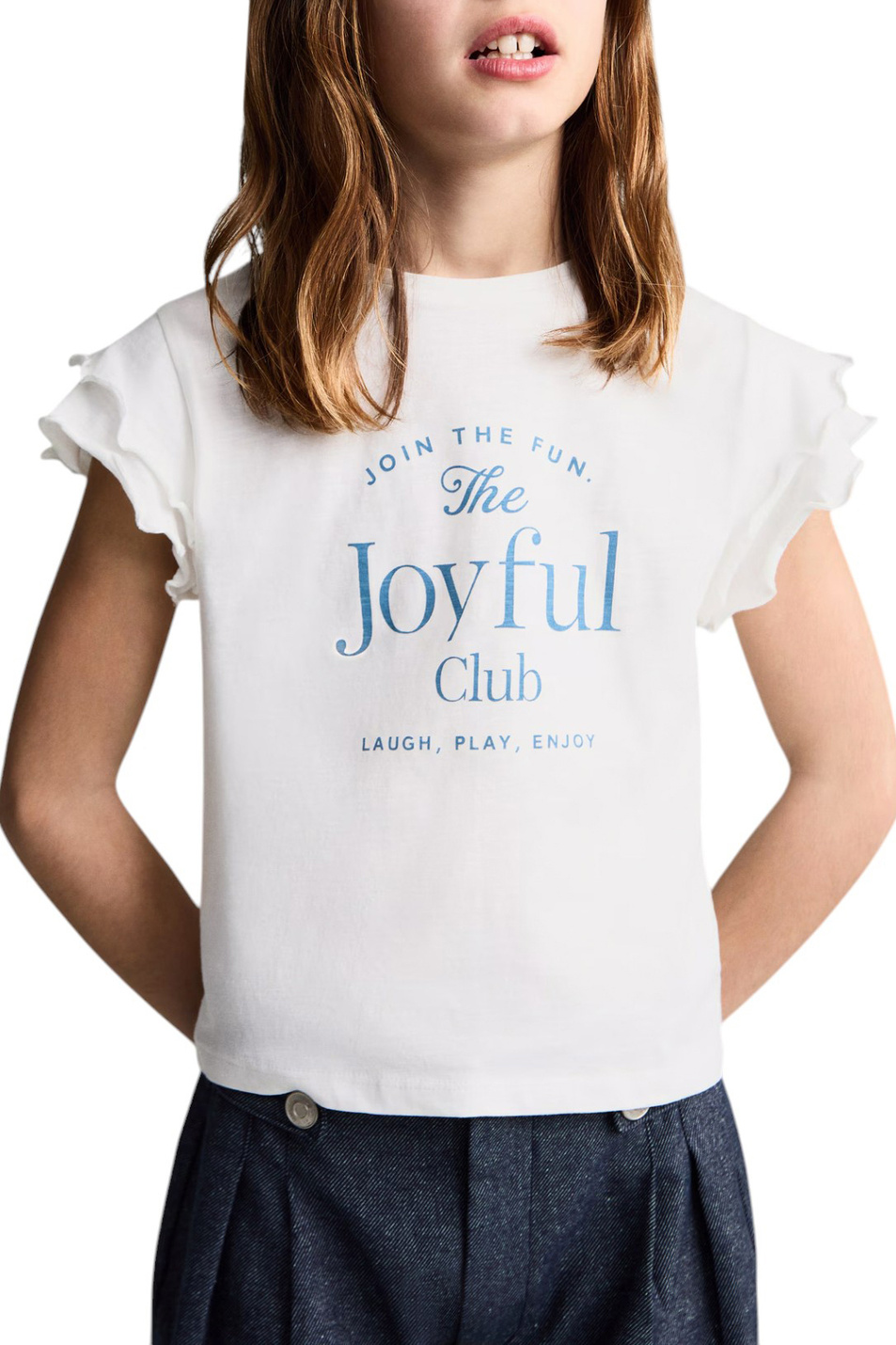 Девочкам Mango Kids Футболка JOYFUL из хлопка (цвет ), артикул 87074792 | Фото 4