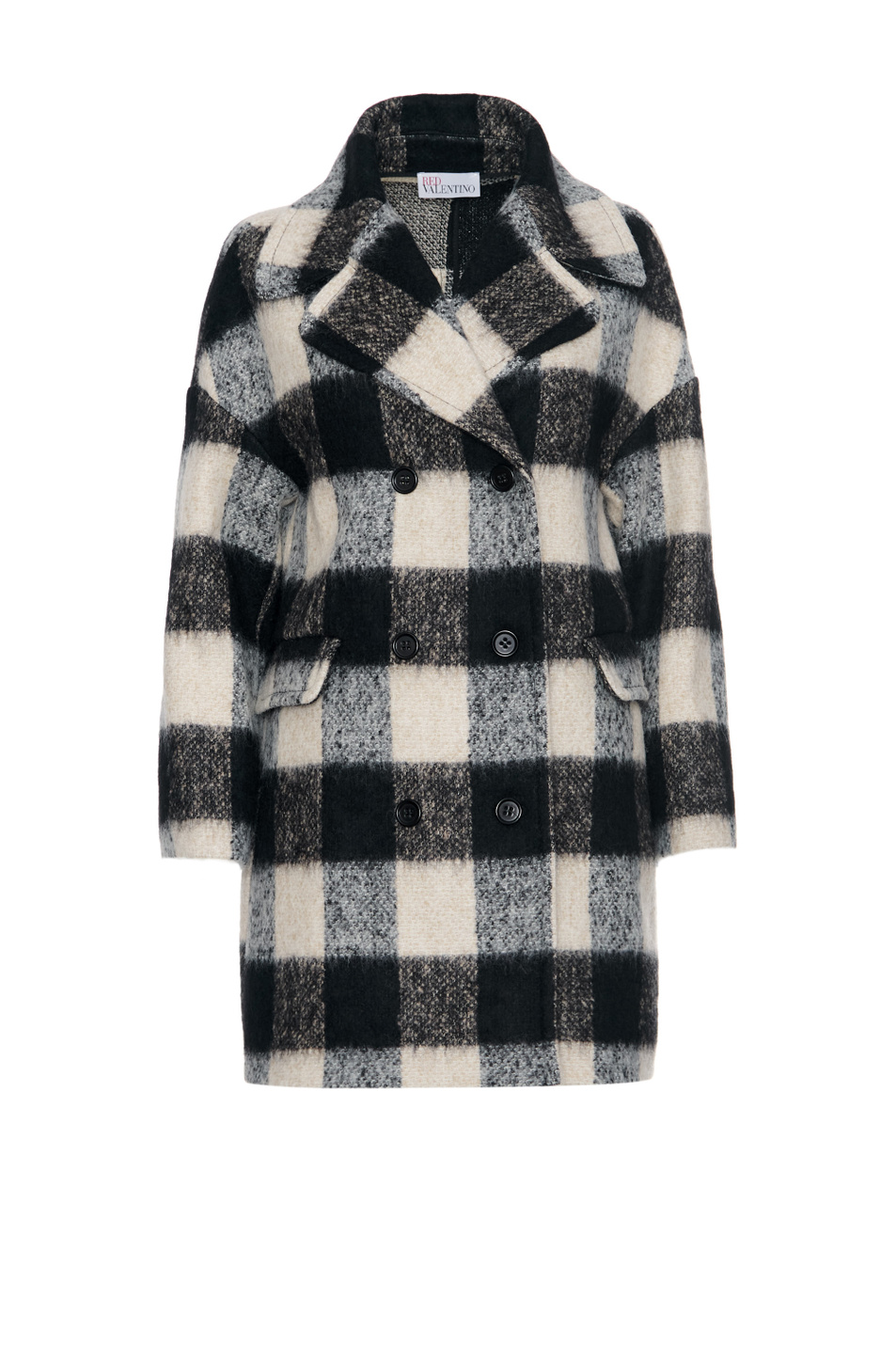Женский Red Valentino Двубортное пальто оверсайз из смесовой шерсти в клетку (цвет ), артикул 1R3CAF056HR | Фото 1