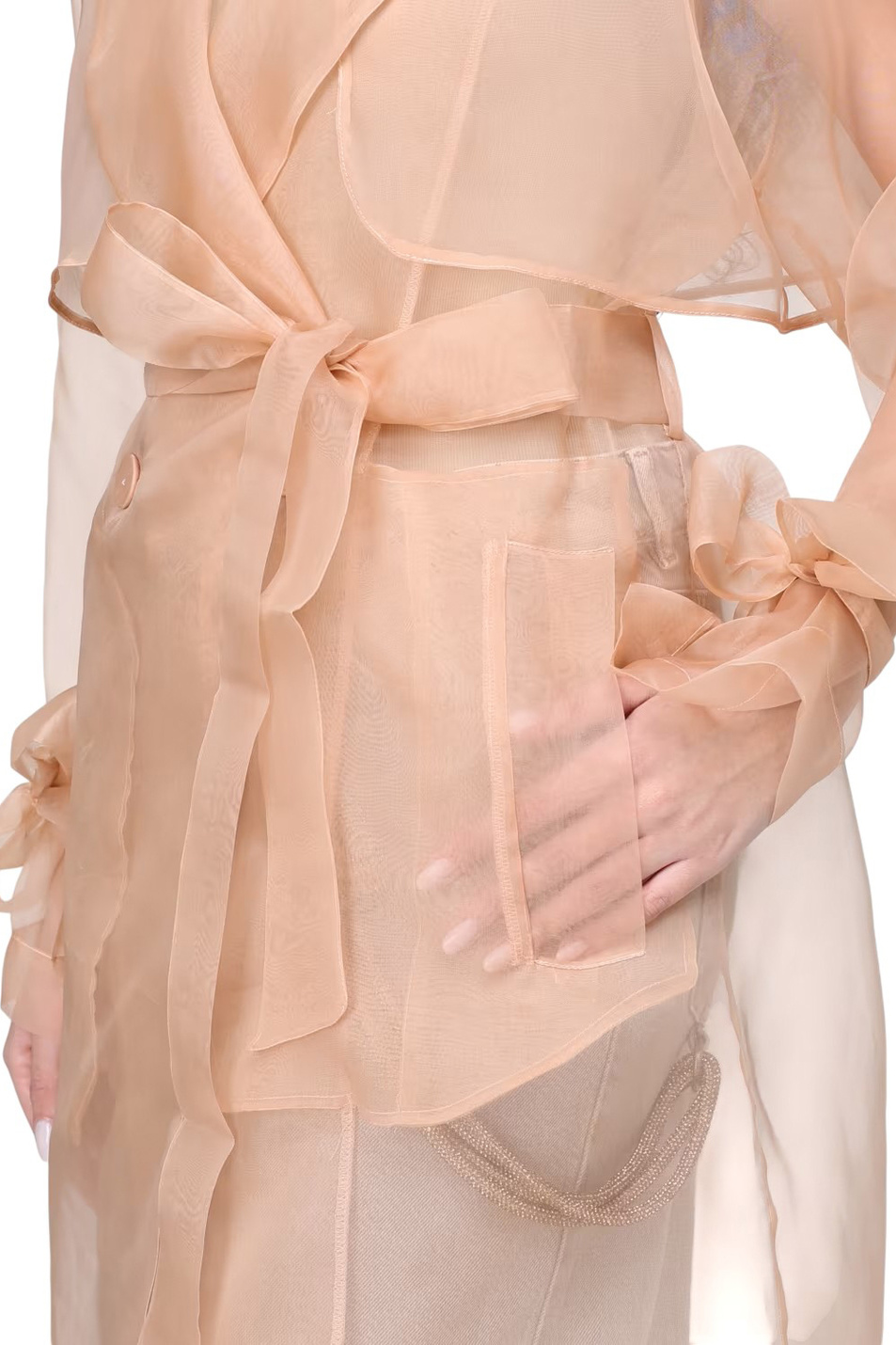 Тренч COCCO из шелковой органзы|Основной цвет:Персиковый Женский Pinko Тренч COCCO из шелковой органзы (цвет ), артикул 106614A2DJ | Фото 4