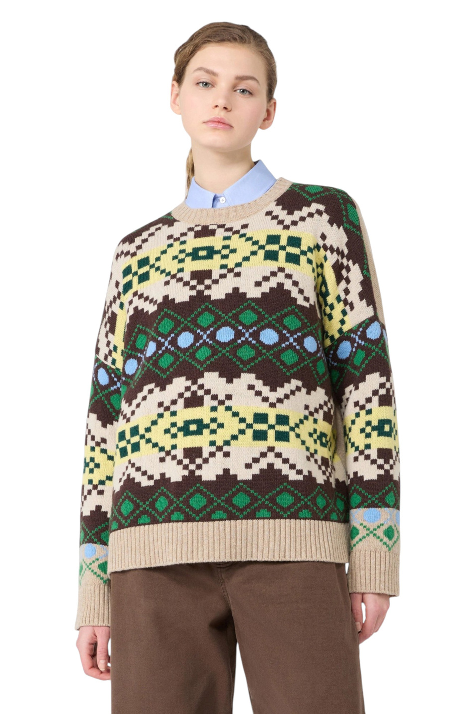 Женский Weekend Max Mara Джемпер PAVIDI из шерсти с принтом (цвет ), артикул 2625366232 | Фото 3