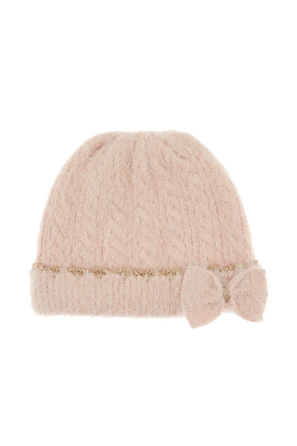 Вязаная шапка-бини с бантом SPARKLE|Основной цвет:Розовый|Артикул:910336 | Фото 1
