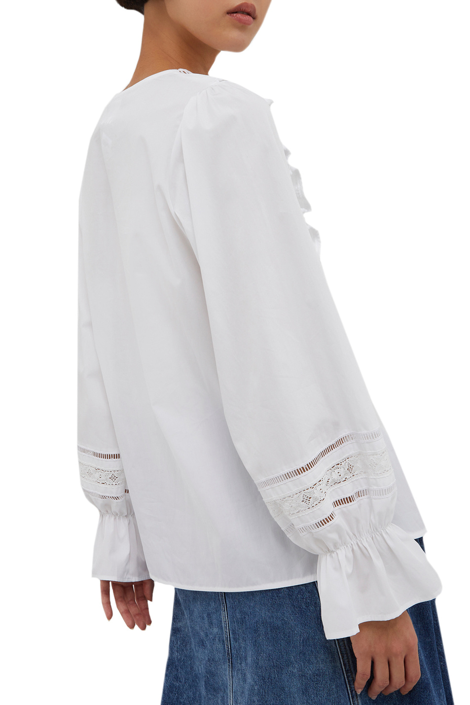 MAX&Co. Блузка RARO из хлопкового поплина с рюшами на вырезе (цвет ), артикул 71140822 | Фото 4