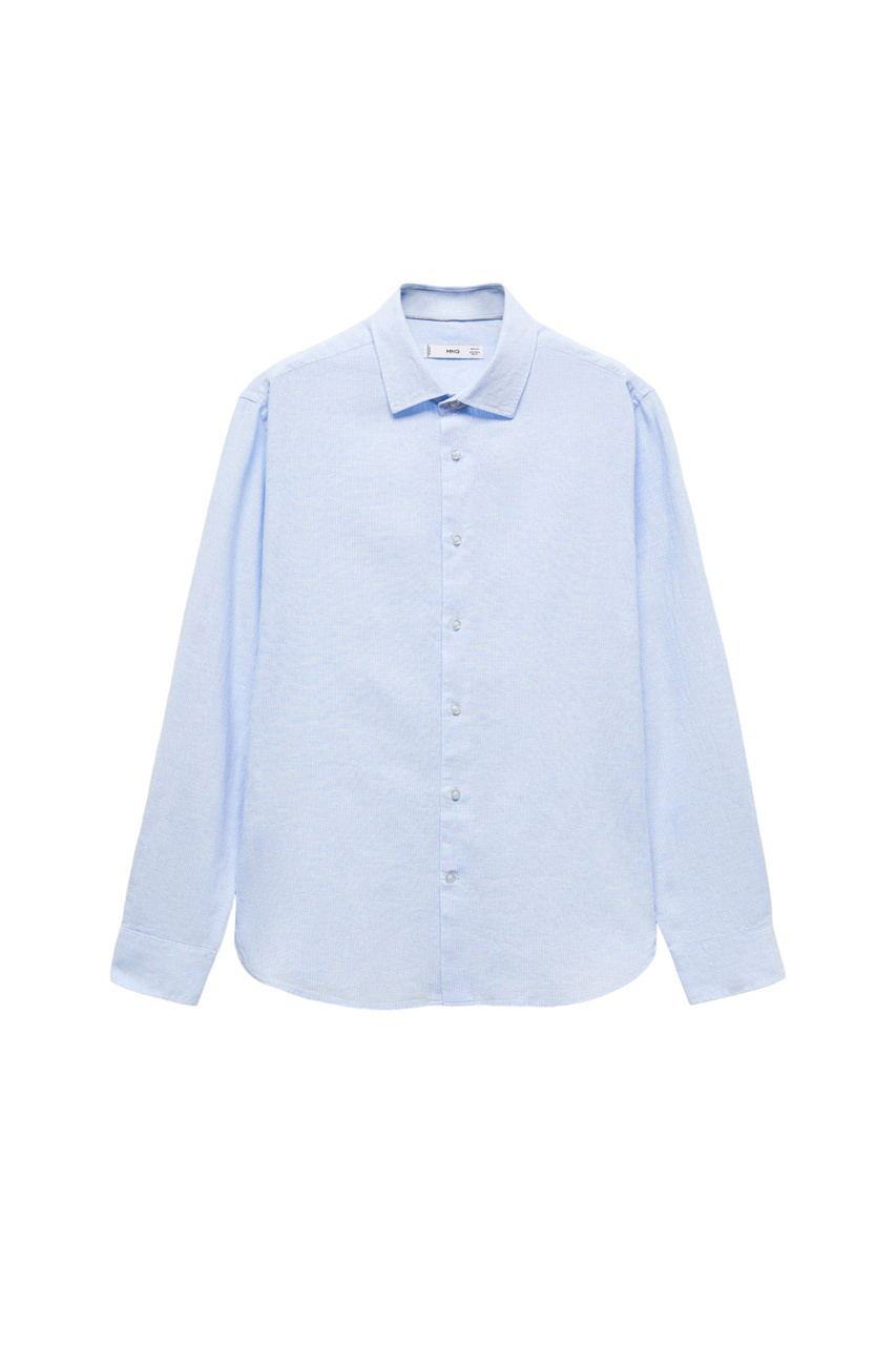 Рубашка EMMA из льна и хлопка|Основной цвет:Голубой|Артикул:67076726 | Фото 1