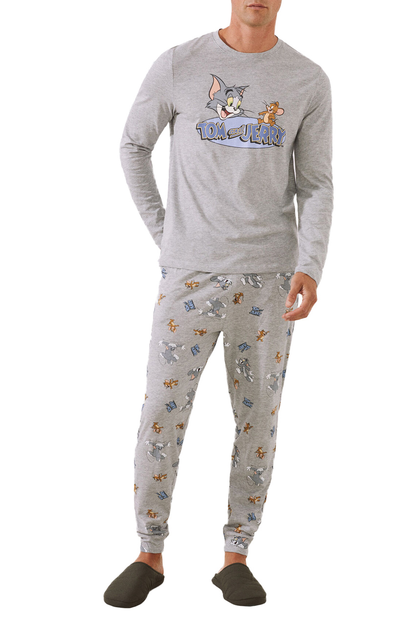 Пижама с принтом "Том и Джерри"|Основной цвет:Серый|Артикул:2764651 | Фото 1