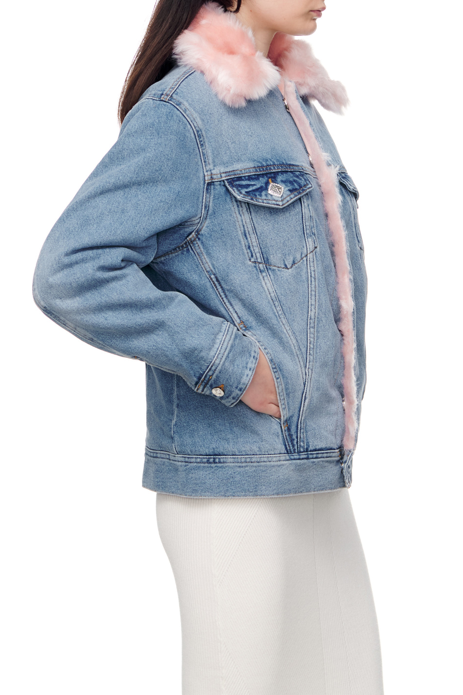Женский Liu Jo Джинсовая куртка с контрастным искусственным мехом (цвет ), артикул UF2089D4751 | Фото 6