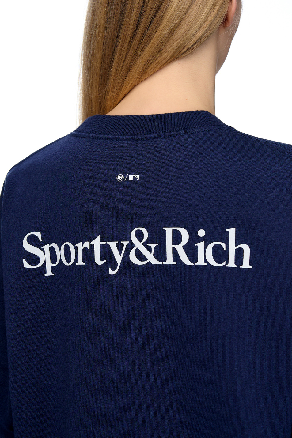 Женский Sporty & Rich Свитшот Yankees Serif Crewneck из хлопка (цвет ), артикул ST071505635BL32 | Фото 6
