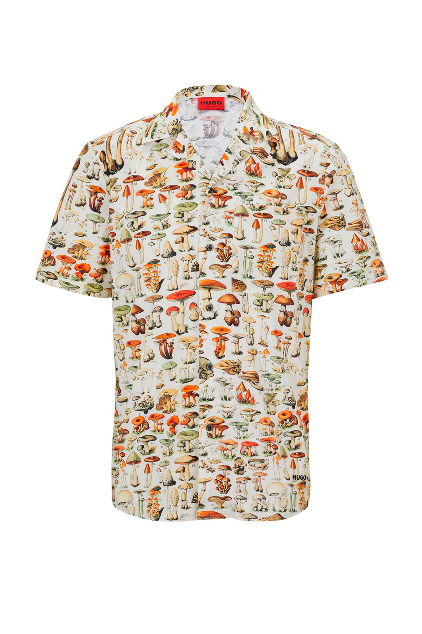 Рубашка из натурального хлопка с принтом|Основной цвет:Мультиколор|Артикул:50496152 | Фото 1