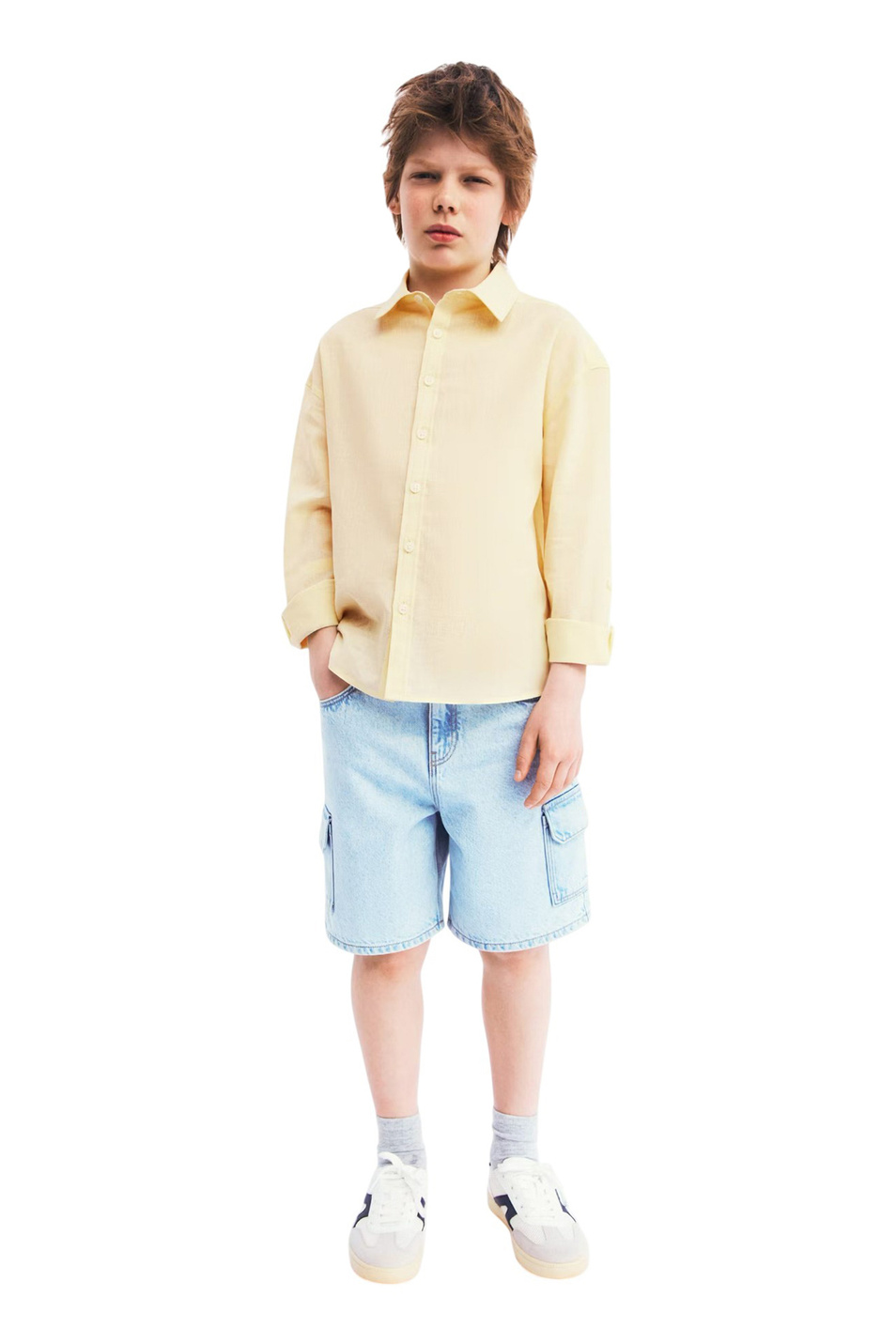 Мальчикам Mango Kids Рубашка SUNRISE из льна и хлопка (цвет ), артикул 27068263 | Фото 3