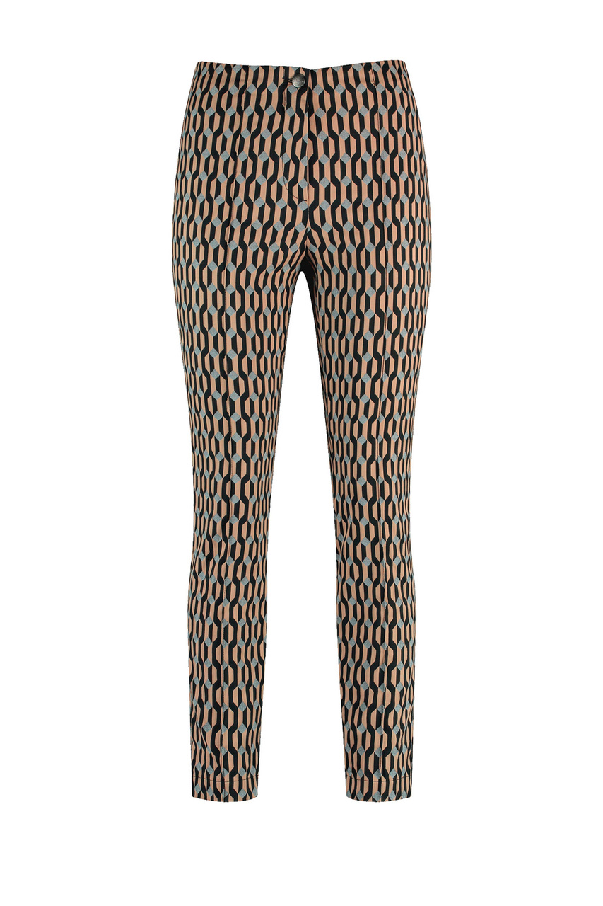 Брюки с принтом|Основной цвет:Коричневый|Артикул:925073-66308-SLIM FIT | Фото 1