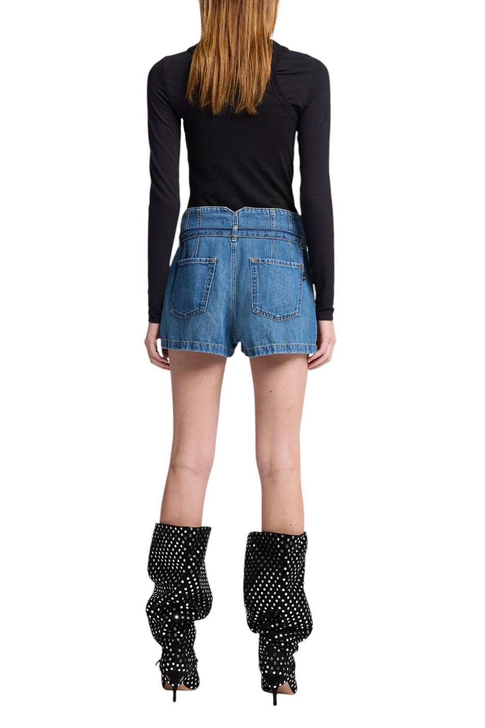Женский 7 for all Mankind Шорты джинсовые KANSAS из хлопка и льная с поясом (цвет ), артикул 7U034U03 | Фото 4