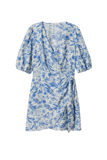 Платье CUQUI с запахом и принтом|Основной цвет:Голубой|Артикул:27028637 | Фото 1