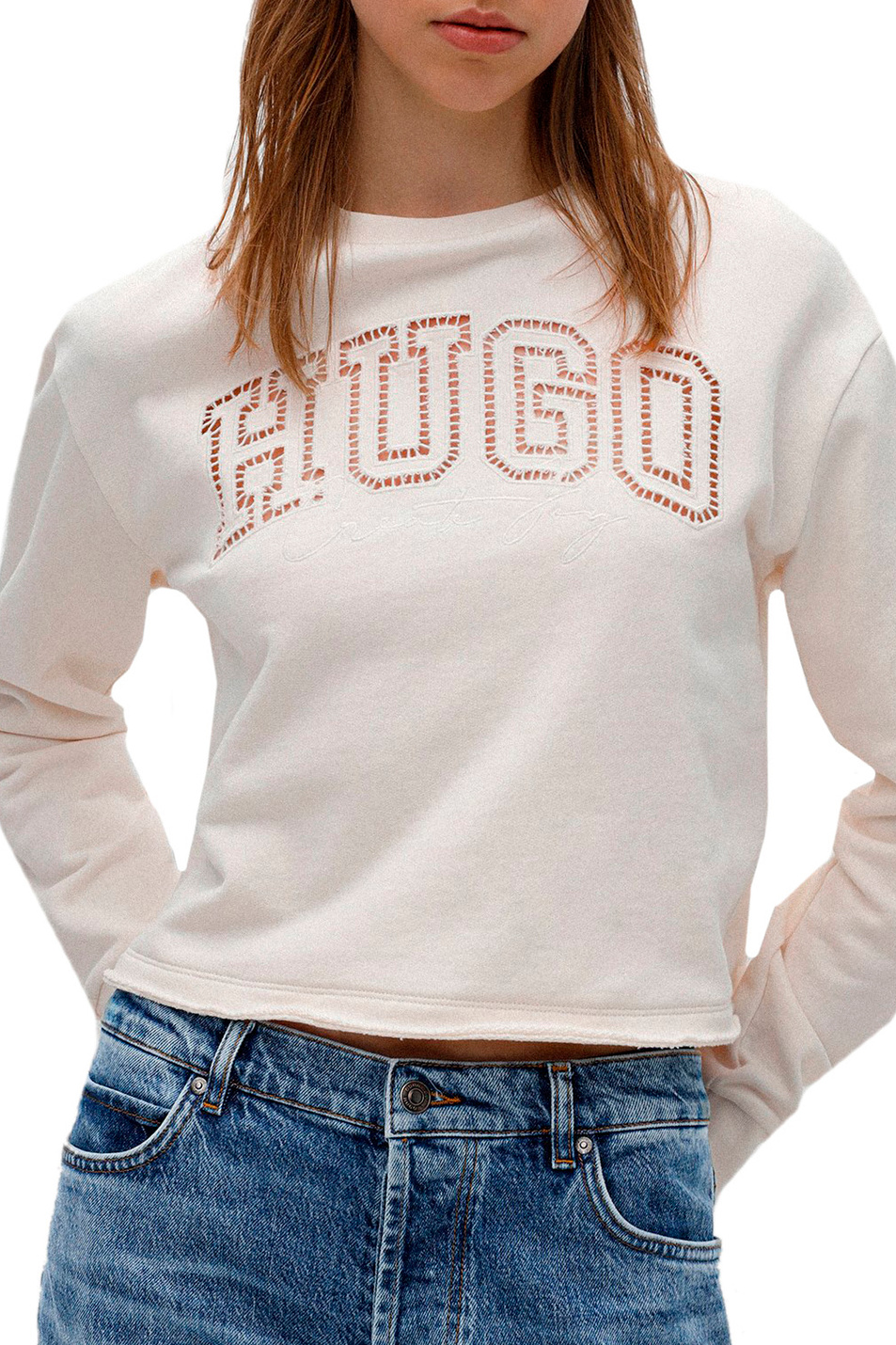 HUGO Свитшот с перфорированным лого на груди (цвет ), артикул 50467621 | Фото 3