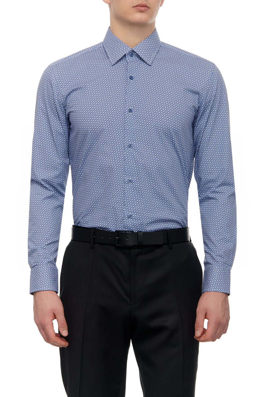 Рубашка из эластичного хлопка|Основной цвет:Синий|Артикул:50478620 | Фото 1