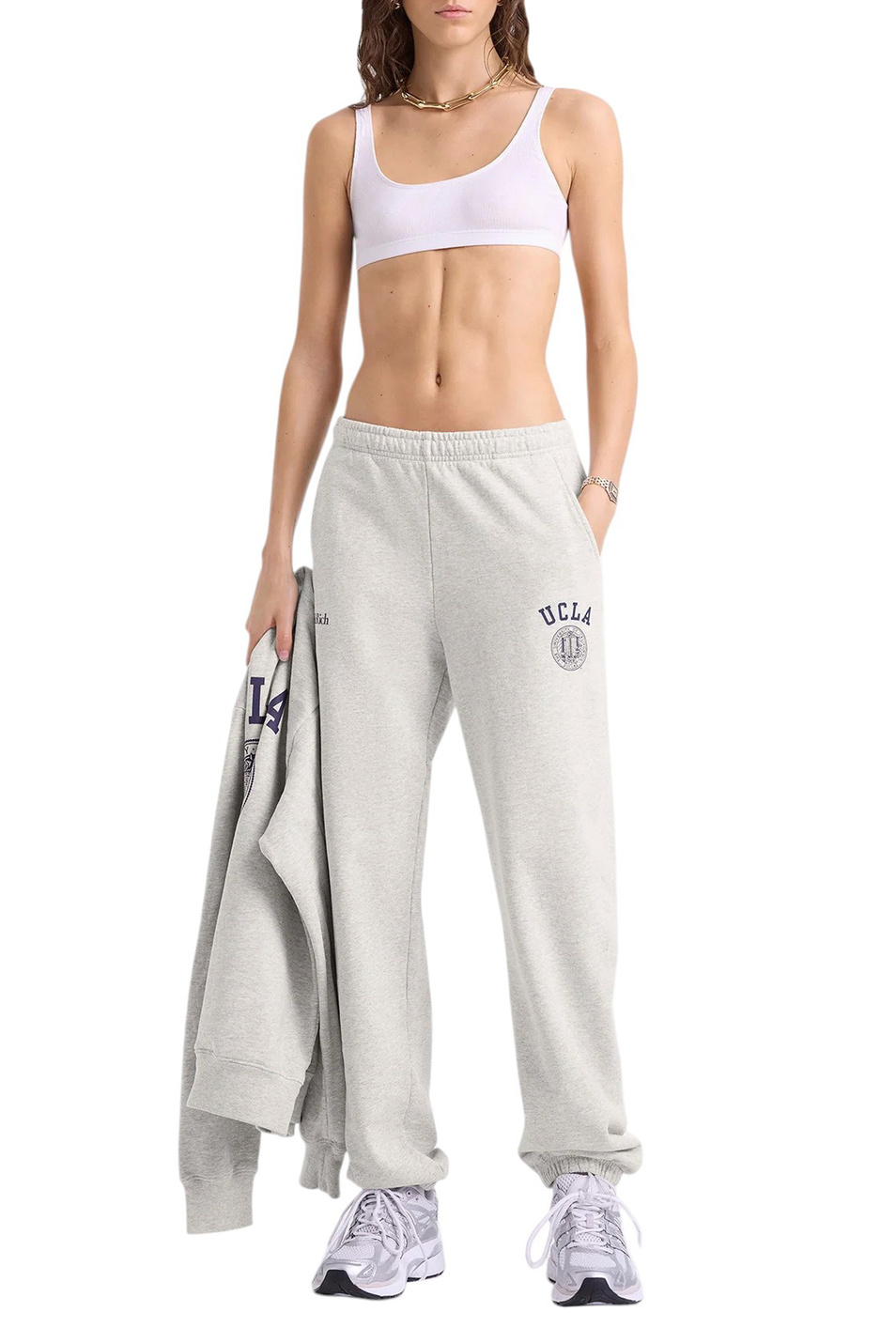 Женский Sporty & Rich Брюки из смесового хлопка (цвет ), артикул PA036615639GY03 | Фото 2