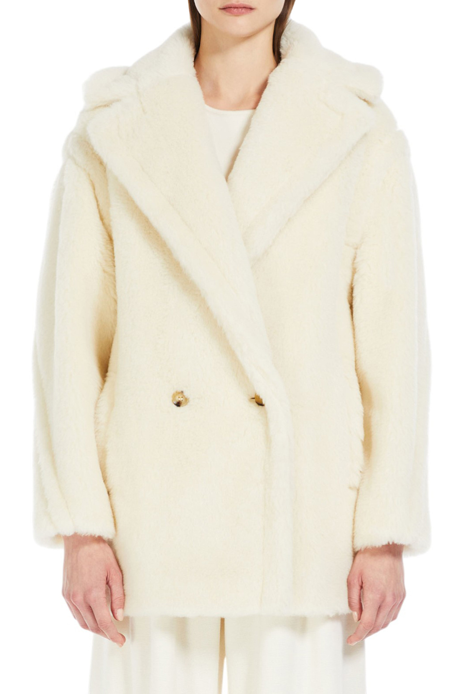 Полупальто OLGA из шерсти альпаки|Основной цвет:Кремовый Женский Max Mara Полупальто OLGA из шерсти альпаки (цвет ), артикул 2521086032 | Фото 3