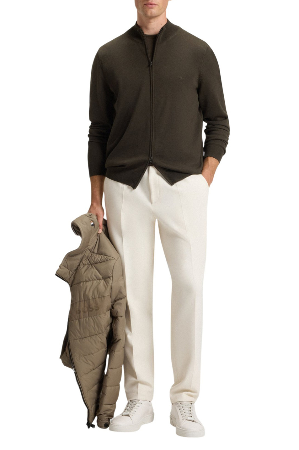 Кардиган из натуральной шерсти|Основной цвет:Зеленый Мужской BOSS Кардиган из натуральной шерсти (цвет ), артикул 50476347 | Фото 2