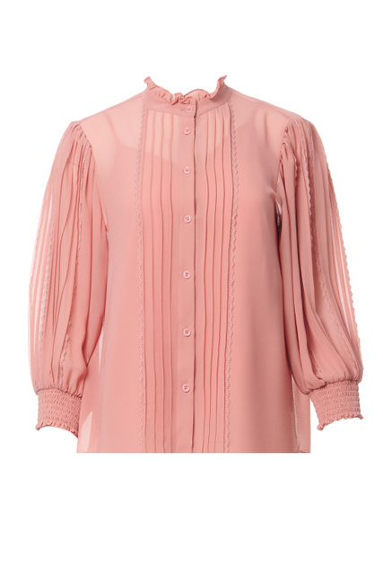Блузка с присборенным воротником|Основной цвет:Коралловый|Артикул:CHS22SHT02013 | Фото 1