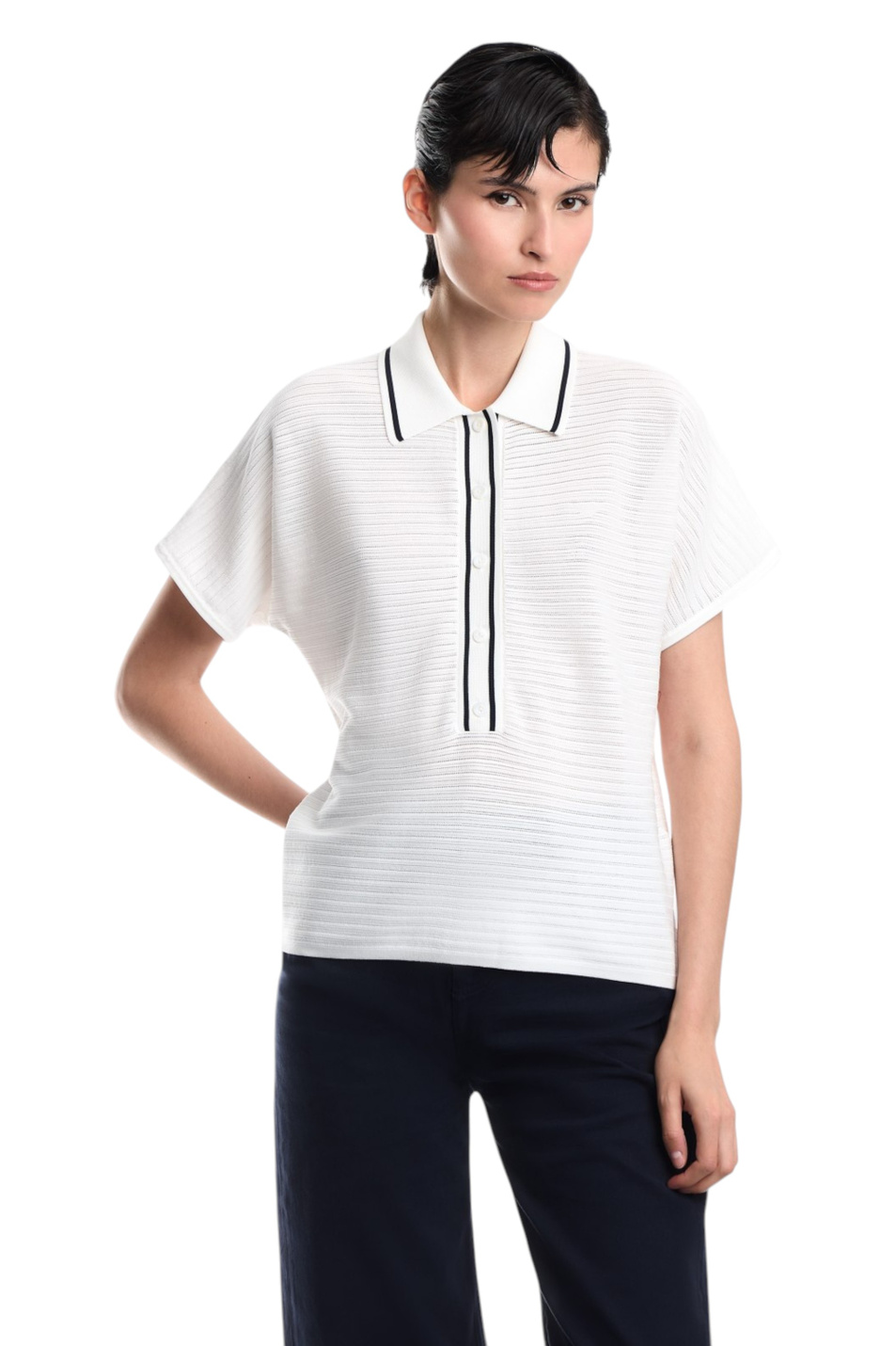 Женский Emporio Armani Поло с контрастными деталями (цвет ), артикул EW005142-AF29505 | Фото 4
