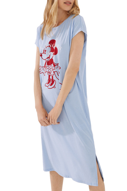 Домашнее платье с принтом|Основной цвет:Голубой|Артикул:4444801 | Фото 1