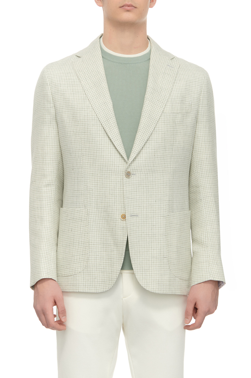 Пиджак из льна и шерсти|Основной цвет:Салатовый|Артикул:I75GIAC12-TES0I034 | Фото 1