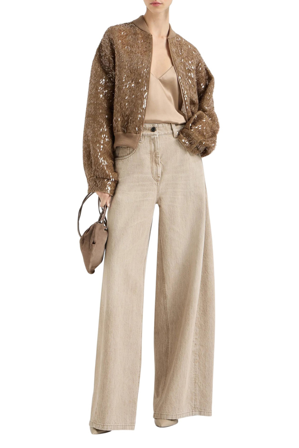 Бомбер из натурального шелка|Основной цвет:Коричневый Женский Brunello Cucinelli Бомбер из натурального шелка (цвет ), артикул MF940HW306 | Фото 3