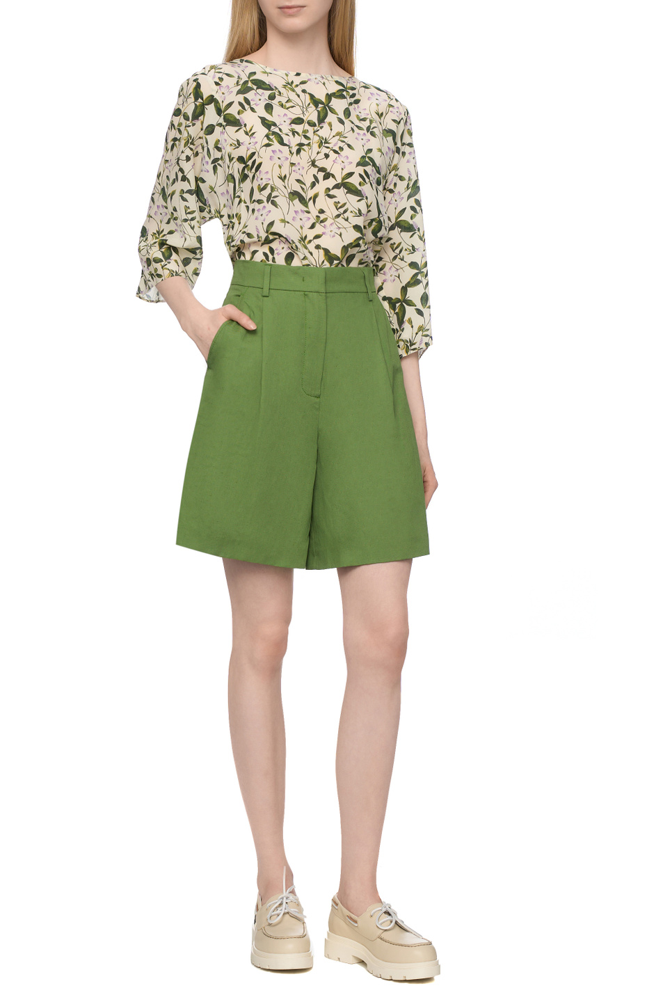 Женский Weekend Max Mara Блузка GINNICO из шелка (цвет зеленый), артикул 2515111102 | Фото 3