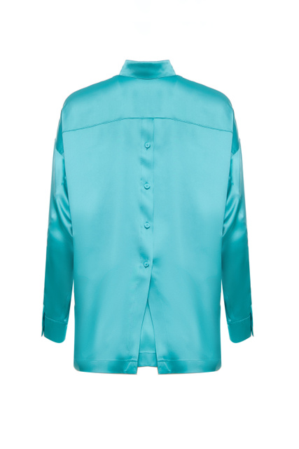 Однотонная блузка из шелка|Основной цвет:Голубой|Артикул:D4NC10-D2313 | Фото 2
