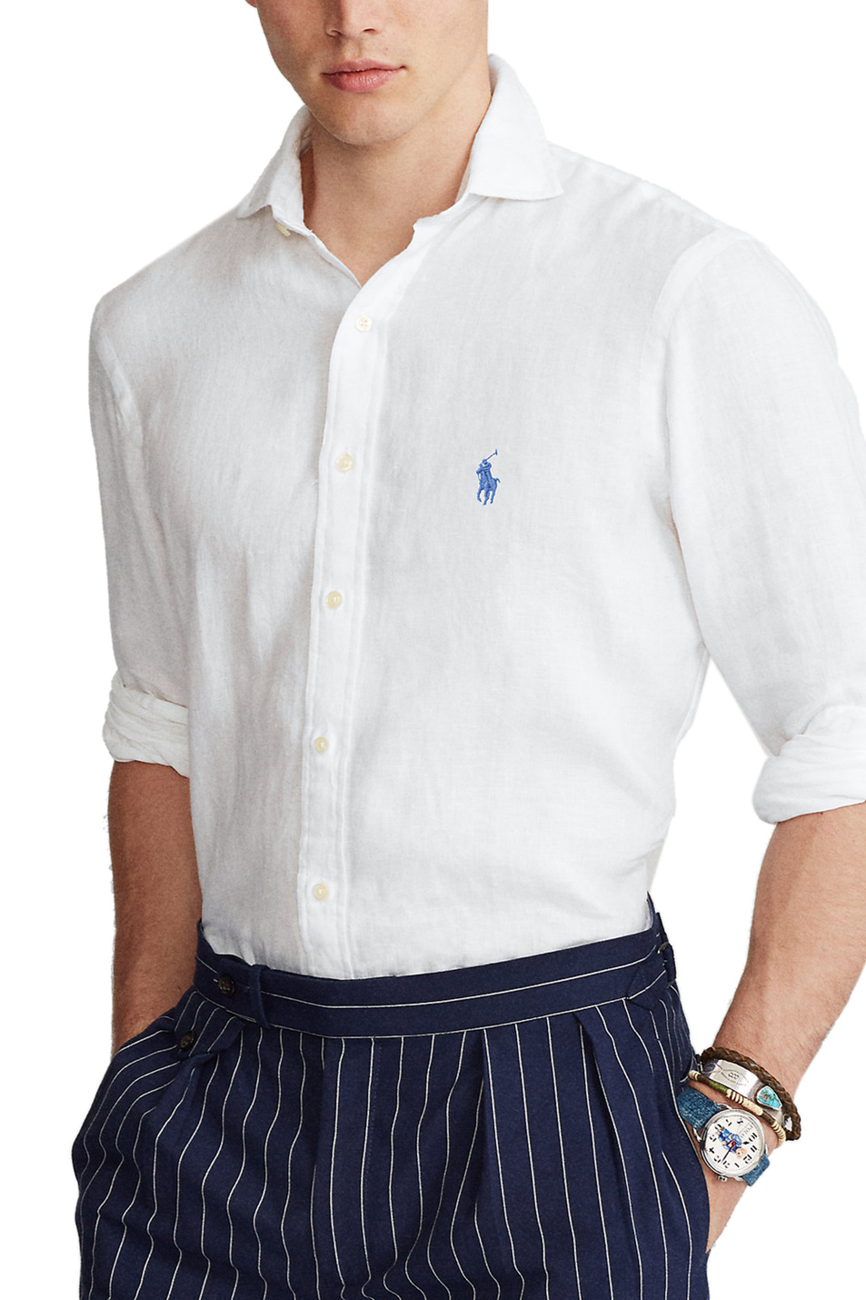 Polo Ralph Lauren Рубашка из натурального льна с фирменной вышивкой на груди (цвет ), артикул 710835509004 | Фото 3