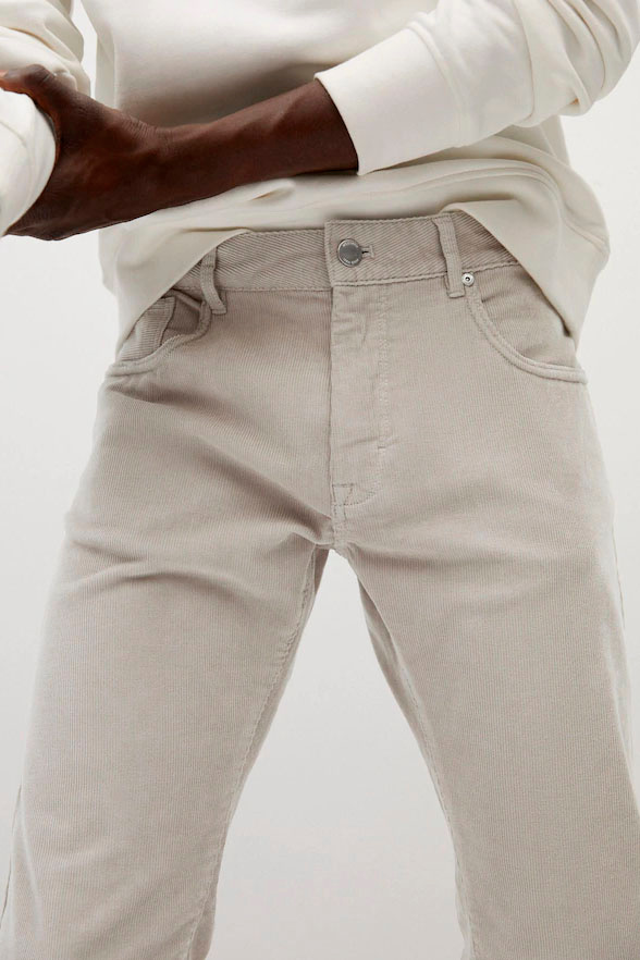 Mango Man Вельветовые брюки приталенного кроя с эффектом денима (цвет ), артикул 77027877 | Фото 5