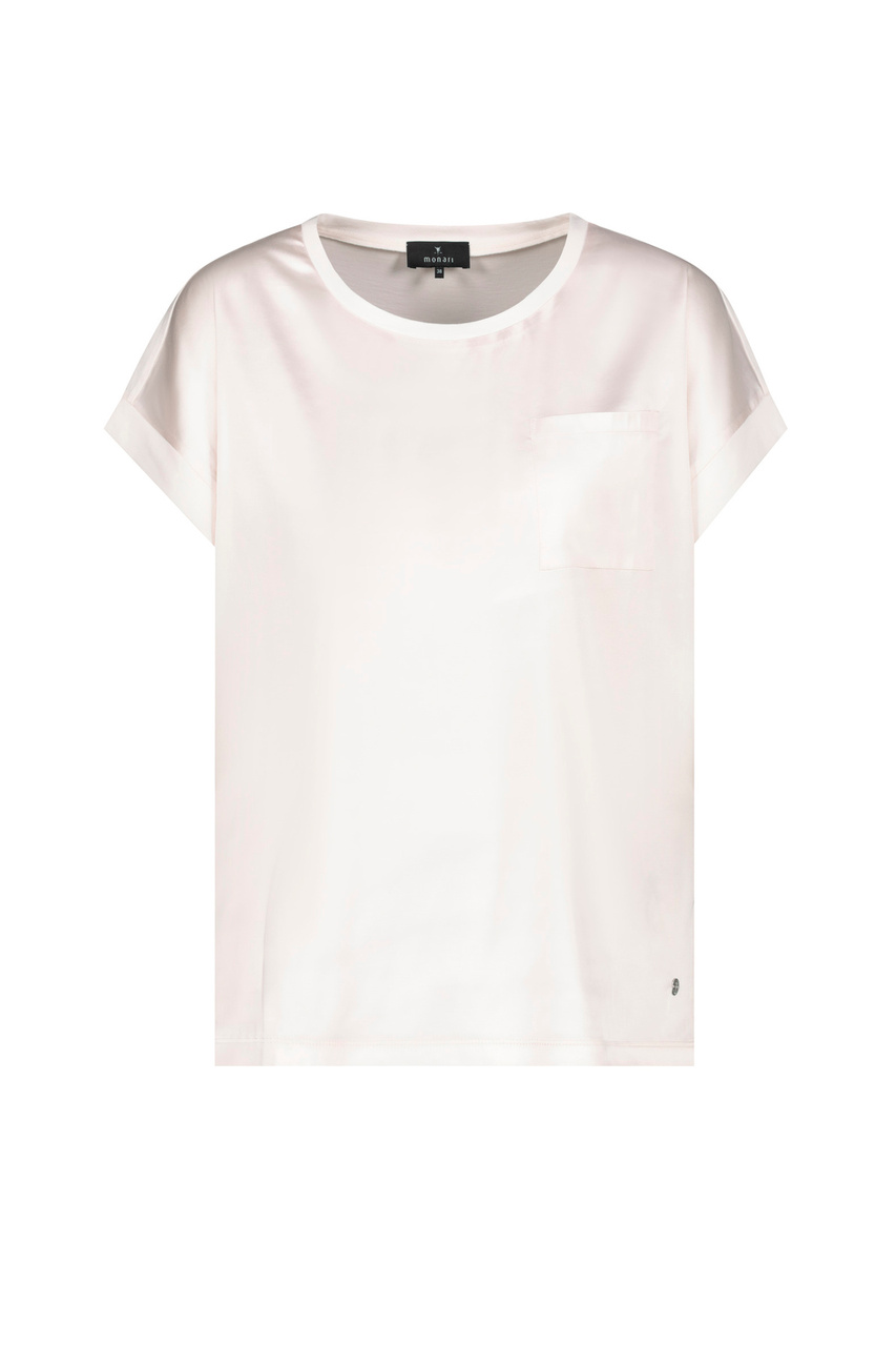 Блузка с накладным карманом|Основной цвет:Кремовый|Артикул:408379 | Фото 1