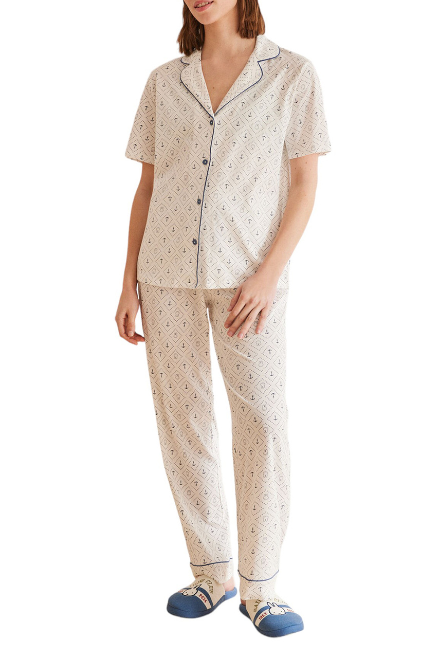 Пижама из натурального хлопка|Основной цвет:Белый|Артикул:3137618 | Фото 1