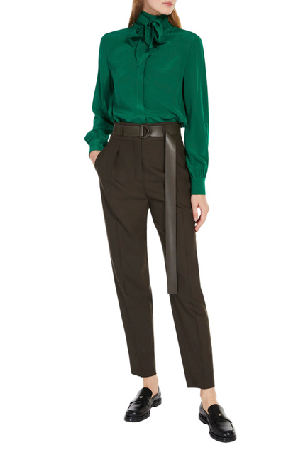 Блузка FACELLA из чистого шелка|Основной цвет:Зеленый|Артикул:61160523 | Фото 2