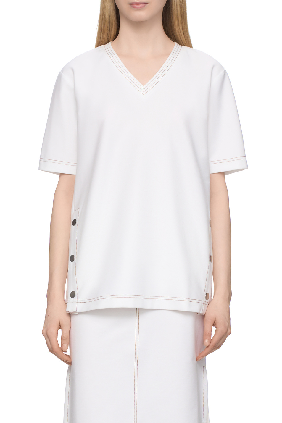 Женский Max Mara Футболка VERRES с контрастной строчкой (цвет ), артикул 2516941017 | Фото 4