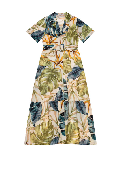 Расклешенное платье с растительным принтом|Основной цвет:Мультиколор|Артикул:462115 | Фото 1